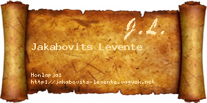 Jakabovits Levente névjegykártya
